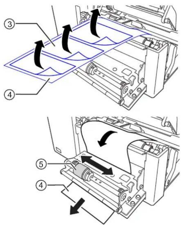 Technical diagram showing mechanical assembly steps with numbered annotations and directional arrows indicating motion or movement.