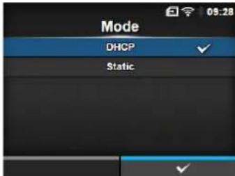 Mode DHCP Static