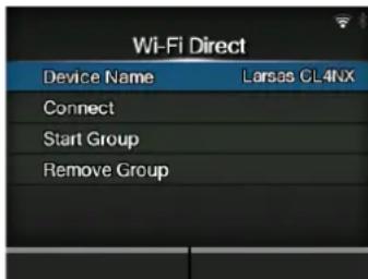 Wi-Fi Direct Device Name Larses CL4NX Connect Start Group Remove Group