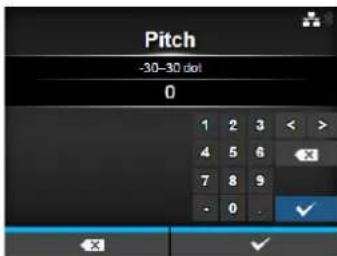 Pitch -30-30 dot 0 1 2 3 < > 4 5 6 × 7 8 9 - 0 . ✓