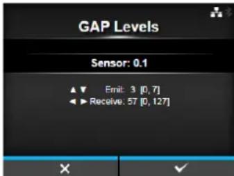 GAP Levels Sensor: 0.1 ▲▼ Emit: 3 [0, 7] ◀▶ Receive: 57 [0, 127]