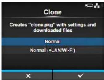 Clone Creates "clone.pkg" with settings and downloaded files Normal Normal (•LAN/Wi-Fi)