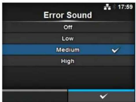 Error Sound Off Low Medium ✓ High ✓