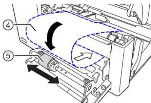 Technical diagram showing mechanical assembly with numbered components and directional arrows indicating motion or movement.