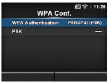 WPA Conf. WPA Authentication Personal (PSK) PSK ....