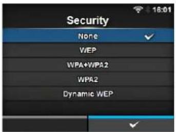 Security None ✓ WEP WPA+WPA2 WPA2 Dynamic WEP