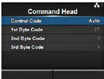 Command Head Control Code Auto 1st Byte Code 27 2nd Byte Code 10 3rd Byte Code 0