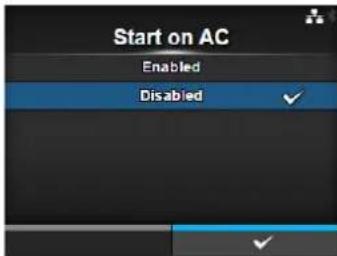 Start on AC Enabled Disabled