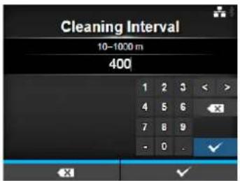 Cleaning Interval 10-1000 m 400 1 2 3 < > 4 5 6 X 7 8 9 - 0 . ✓
