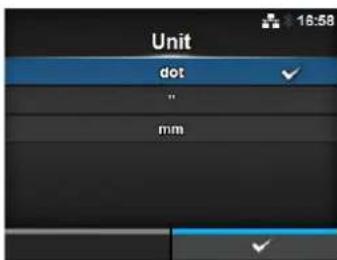 Unit dot ✓ " mm ✓