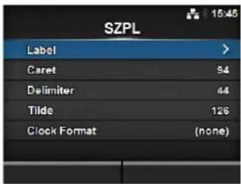 SZPL Label > Caret 94 Delimiter 44 Tilde 126 Clock Format (none)