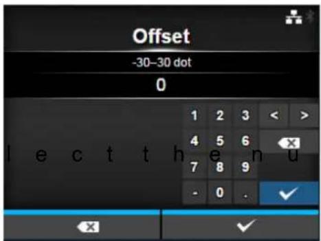 Offset -30-30 dot 0 1 2 3 < > 4 5 6 × 7 8 9 - 0 . ✓