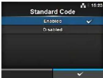 Standard Code Enabled Disabled