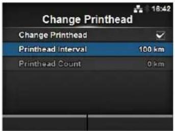 Change Printhead Change Printhead Printhead Interval 100 km Printhead Count 0 km