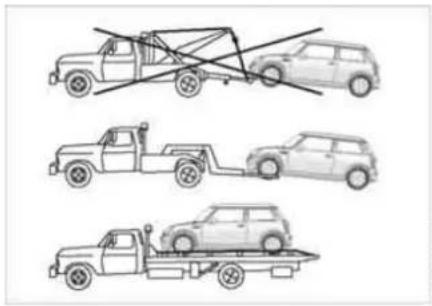 Line drawings of three different car models: a flatbed truck, a small car with a roof rack, and a small car with a roof-mounted tricycle (no text or symbols present)