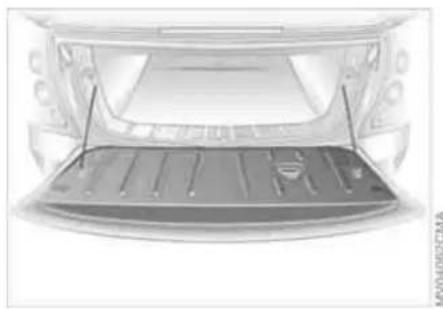 Top-down view of a car trunk with visible structural elements and ventilation slots (no text or symbols)