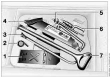 Labeled diagram of a medical or office tool kit with numbered parts for identification