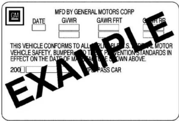 Buick Lacrosse (2006) - Certification Label - 1