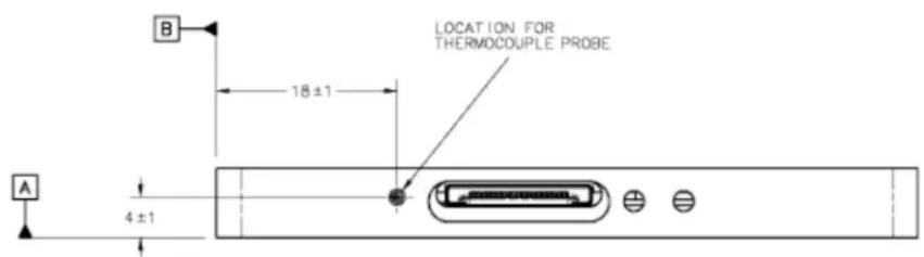 LOCATION FOR THERMOCOUPLE PROBE 18 ± 1 4 ± 1 A