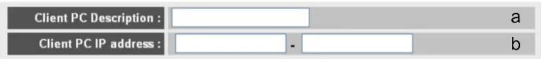 Client PC Description : a Client PC IP address : - b