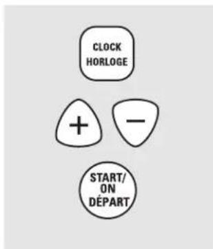 CLOCK HORLOGE + - START/ ON DÉPART