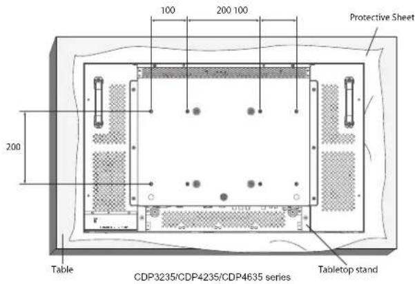100 200 100 Protective Sheet 200 Table CDP3235/CDP4235/CDP4635 series Tabletop stand
