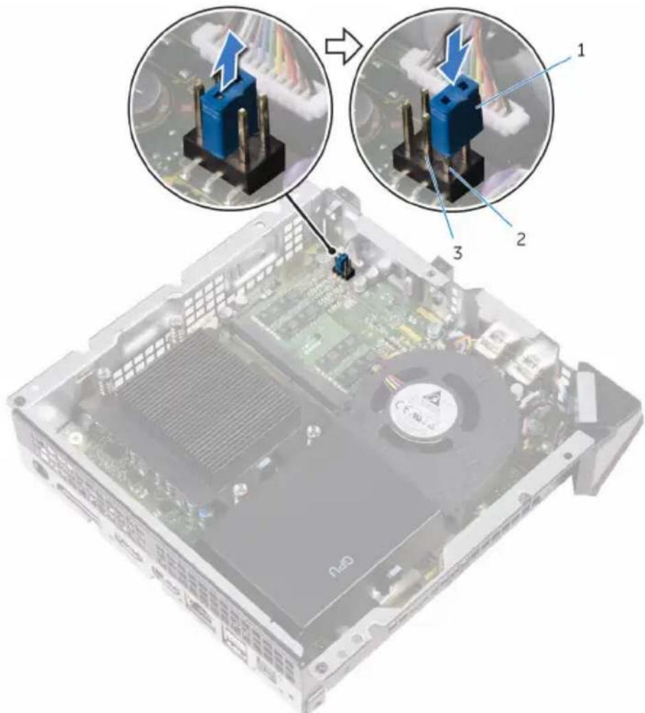 Diagram illustrating computer hardware components with labeled parts 1, 2, and 3, showing a computer motherboard with CPU socket and monitor.