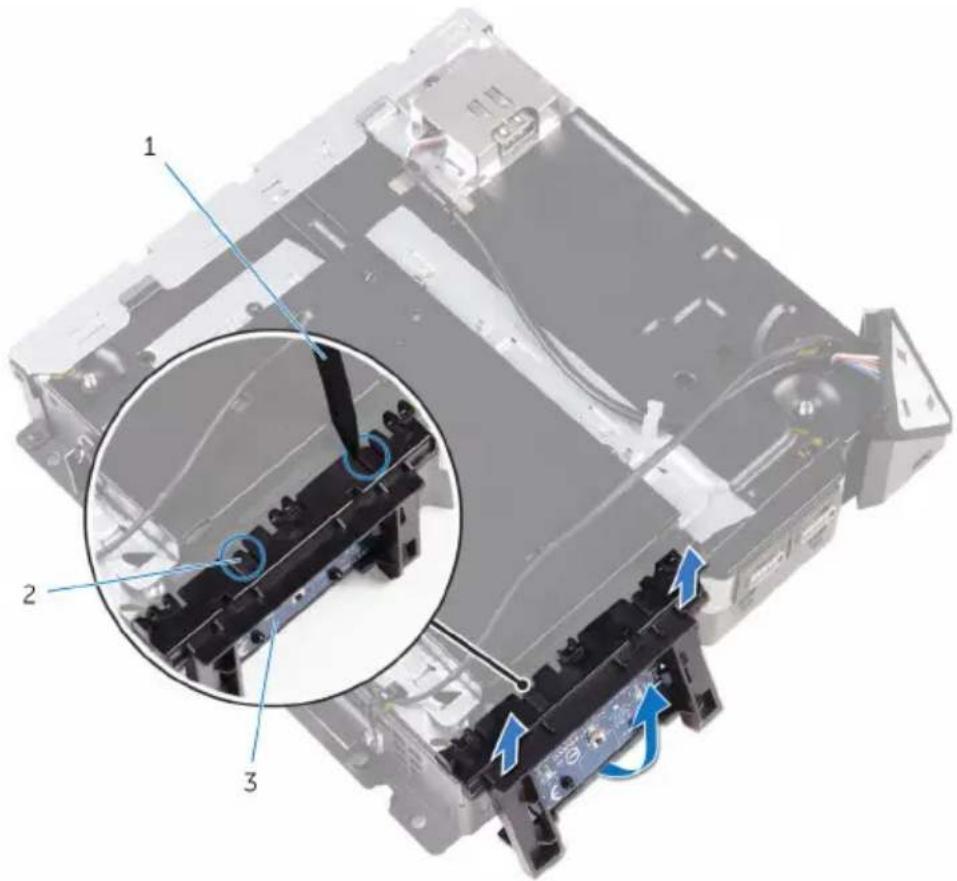 Technical diagram of a device with numbered components and highlighted parts, showing assembly or assembly steps.