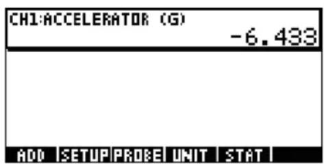 CH1:ACCELERATOR (G) -6.433 ADD SETUPPROBE UNIT STAT