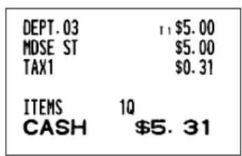 DEPT. 03 MDSE ST TAX1 ITEMS 1Q CASH $5. 31