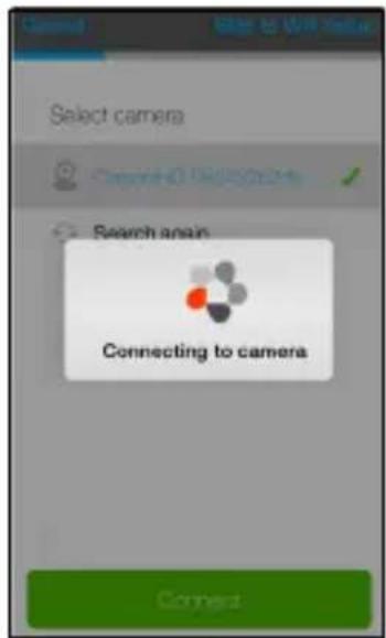 Select camera Search again Connecting to camera Connect