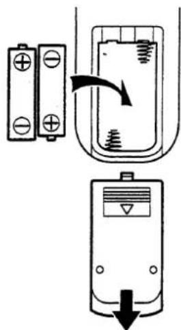 Diagram showing battery terminal connections and a device with a downward arrow indicating rotation or change.