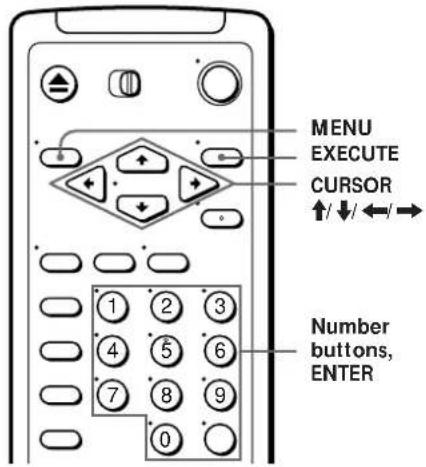 MENU EXECUTE CURSOR ↑/↓/←/→ Number buttons, ENTER