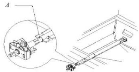 Technical line drawing of a mechanical assembly with an inset showing a close-up view of a component (no text or symbols present)