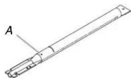Technical line drawing of a mechanical component with labeled point A (no text or symbols beyond label)