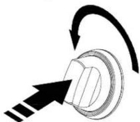 Diagram of a mechanical component with curved arrows indicating rotation or motion (no text or symbols)
