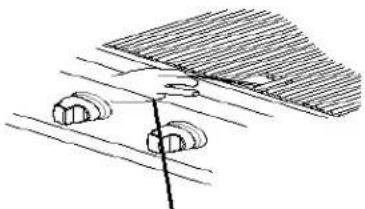 Simple line drawing of a roof structure with diagonal lines and circular elements (no text or symbols)