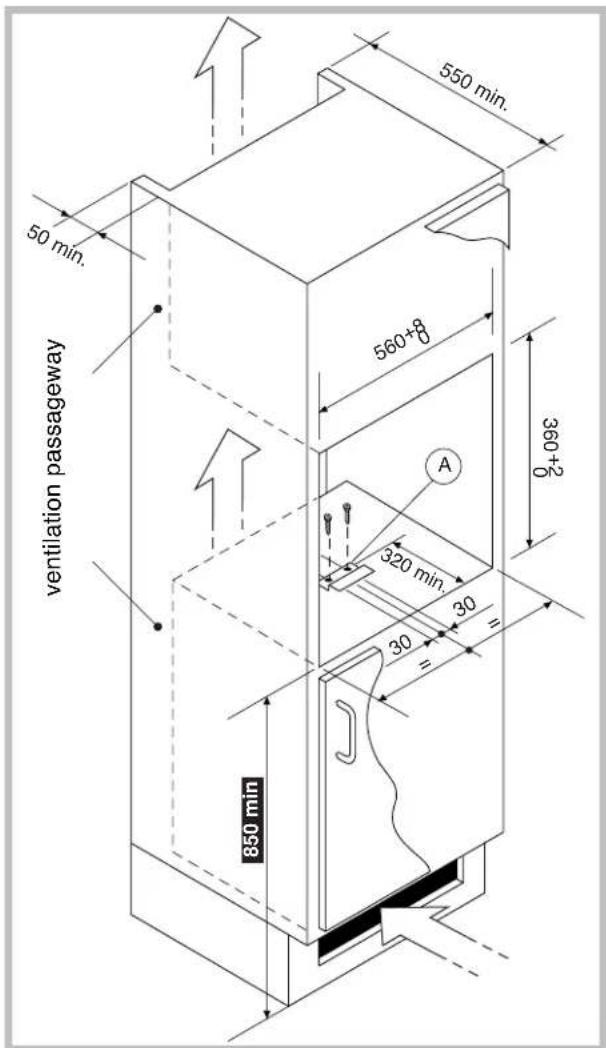 ventilation passageway 50 min. 550 min. 560+8 320 min. 30 30 850 min 360+2