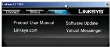 Linksys C17308 Contact Status Help Product User Manual Software Update Linksys.com Yahoo! Messenger
