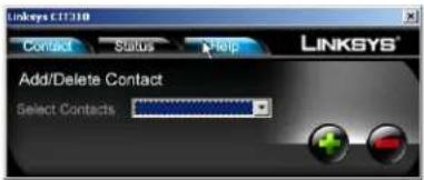 LinkSYS EIT3JB Contact Status Help Add/Delete Contact Select Contacts