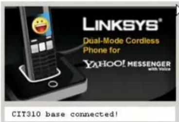 LINKSYS® Dual-Mode Cordless Phone for YAHOO! MESSENGER with Voice CIT310 base connected!