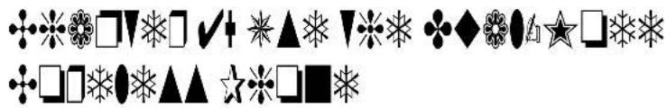Collection of black-and-white symbolic icons representing various geometric shapes and symbols.