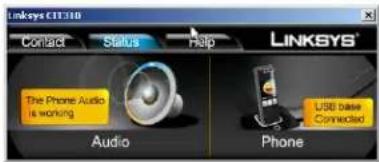 LinkSYS CIT310 Contact Status Help LINKSYS® The Phone Audio is working Audio Phone USB base Connected