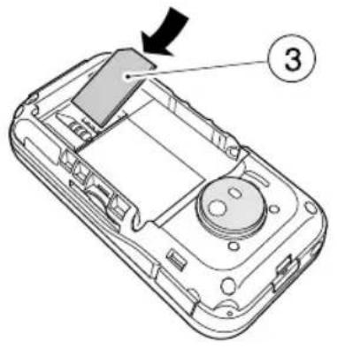 Technical diagram of a mobile phone casing with labeled component 3 and directional arrow indicating movement or assembly.