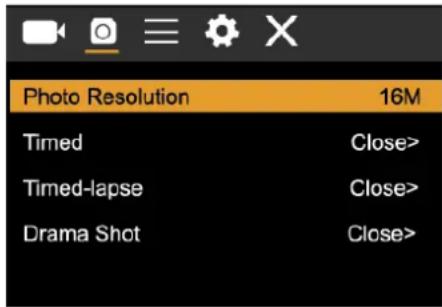 Photo Resolution 16M Timed Close> Timed-lapse Close> Drama Shot Close>
