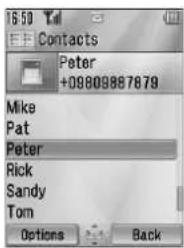 PANASONIC EB-VS7 - Main menu > Contacts > Contacts list - 1
