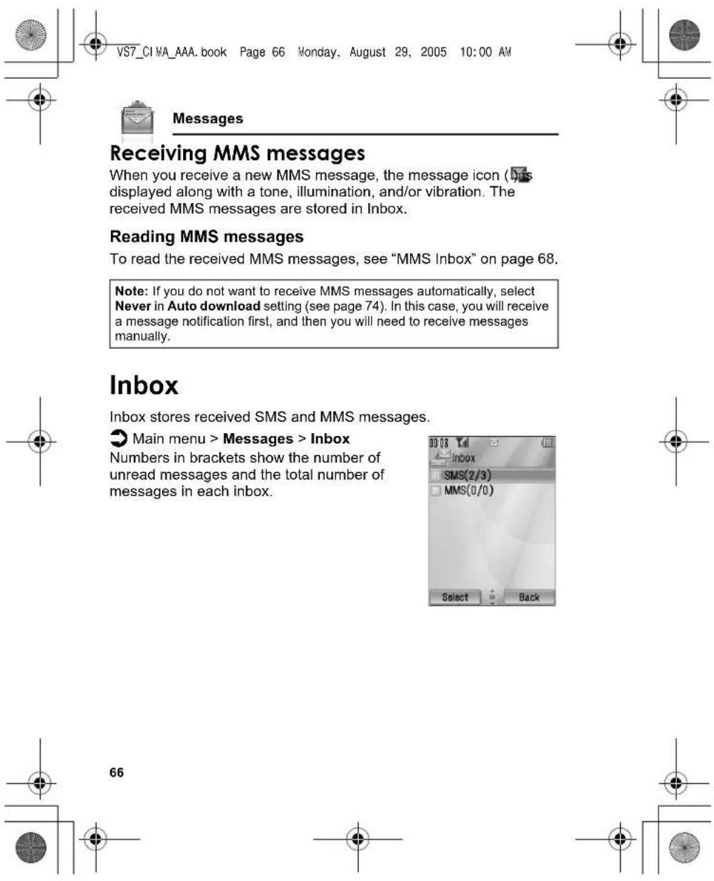 PANASONIC EB-VS7 - Reading SMS messages - 13