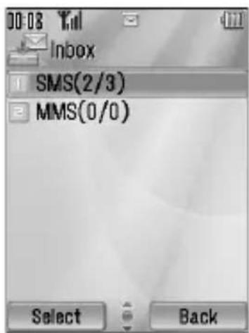 PANASONIC EB-MX6 - Main menu > Messages > Inbox - 1