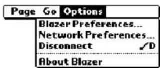 Page Go Options Blazer Preferences... Network Preferences... Disconnect ✓D About Blazer