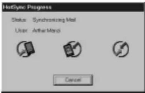 HotSync Progress Status Synchronizing Mail User Arthur Mardi Cancel